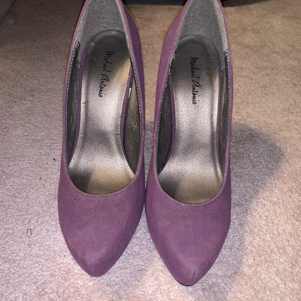 Purple spiked back stilettos